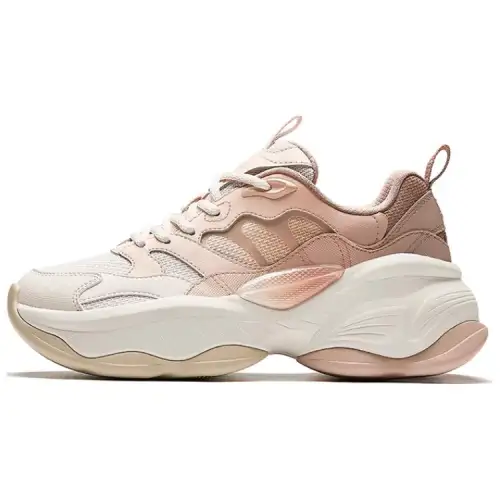 Anta Slip Resistant Abrasion Resistant Low top Chunky Sneakers Women's White Brown