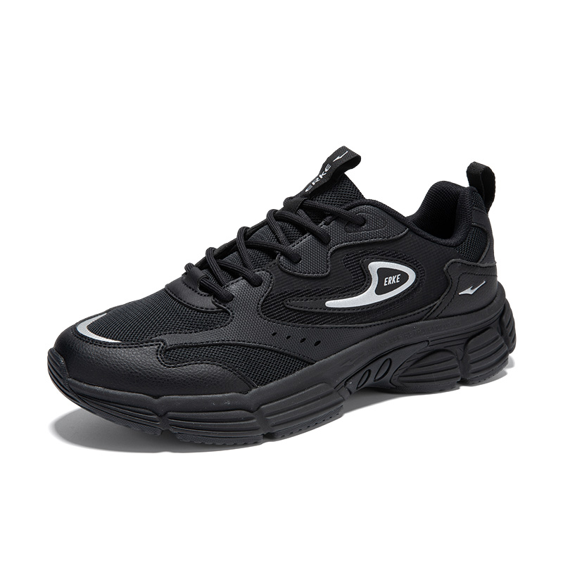 Erke Cushioning Slip Resistant Breathable Low top Casual Running Shoes Men’s Jet Black