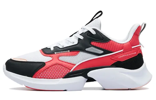 Anta Shock Absorbers Slip Resistant, Abrasion Resistant, Breathable Low Top Chunky Sneakers Women's White Red Black