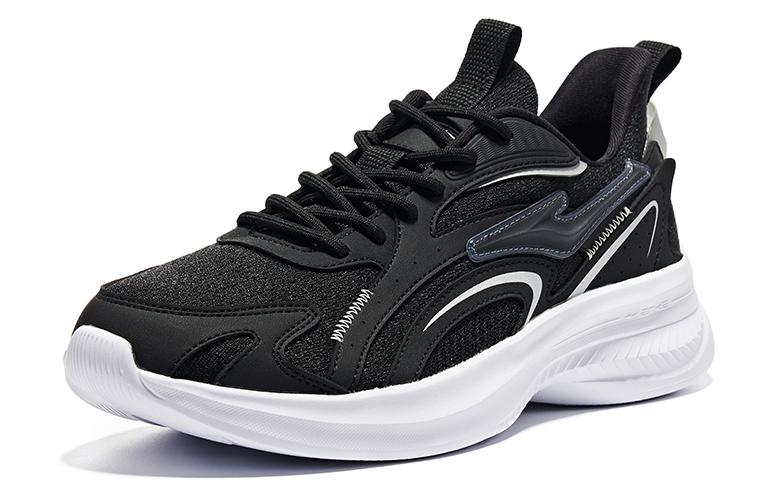 Erke Cushioning Slip Resistant Abrasion Resistant Low top Running Shoes Men’s Jet Black Bright Silver