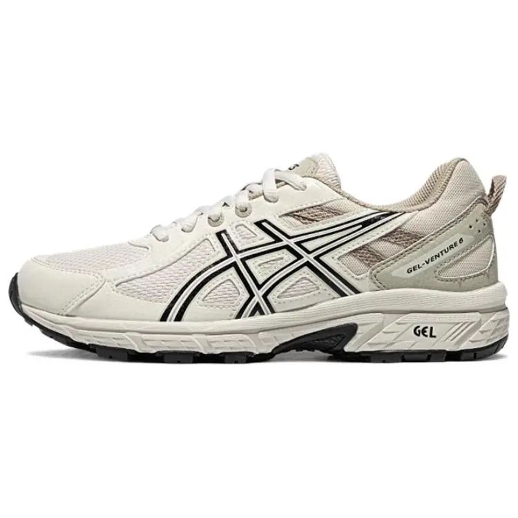 ASICS Gel Venture 6 Textile, Rubber Abrasion Resistant Breathable Low top Casual Running Shoes Women's Beige Black