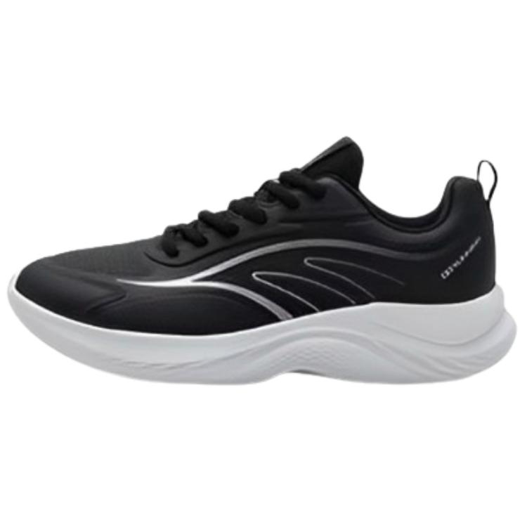 QIAODAN Leather Slip Resistant Low top Running Shoes Men’s Black Silver