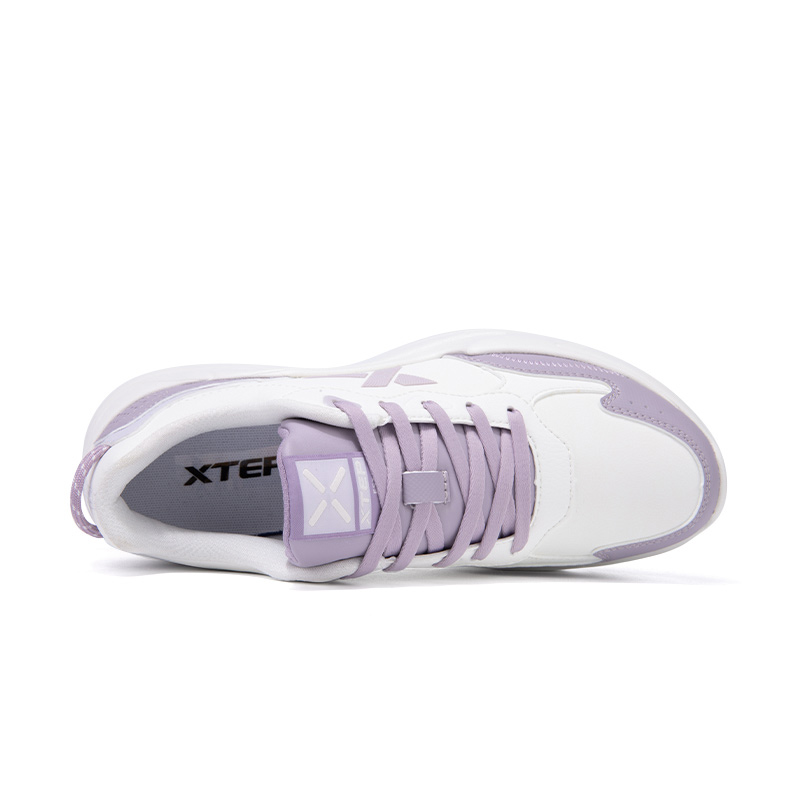 XTEP Cushioning Waterproof Low top Casual Running Shoes Women’s White Purple