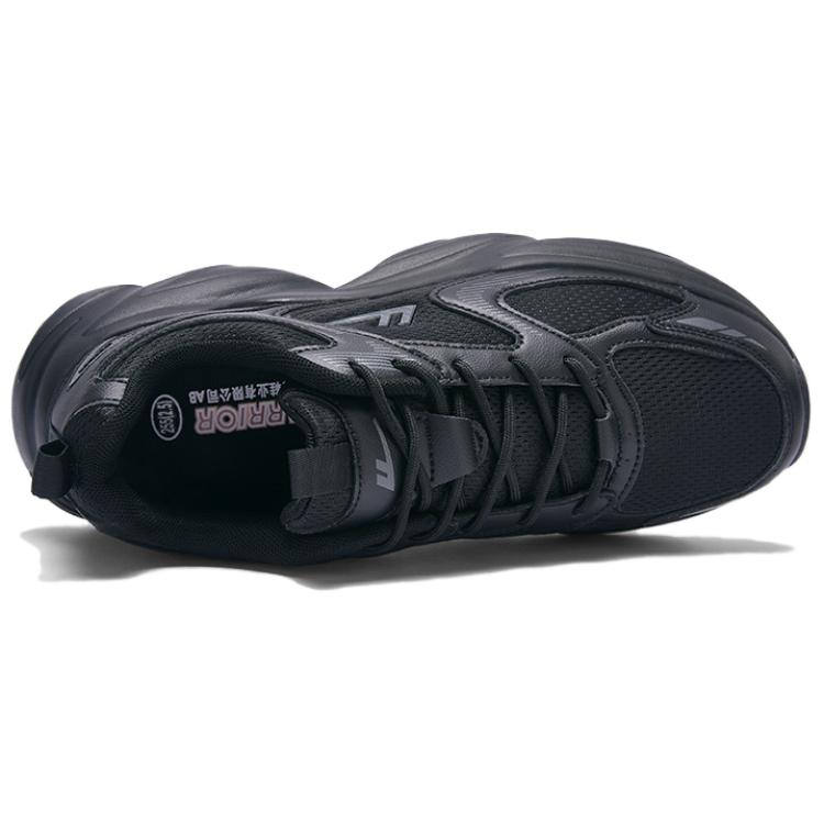 Warrior Textile, Synthetic Leather Slip Resistant Abrasion Resistant Low top Running Shoes Unisex All Black