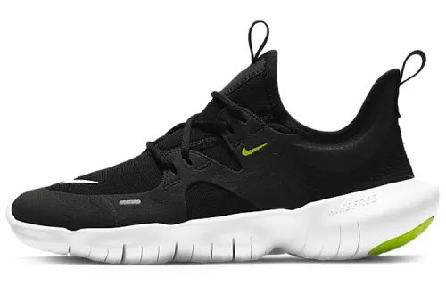 Nike Free RN 5.0 barefoot feeling cut sole, fabric shock-absorbing and non-slip, low-top casual running shoes, women's black and green