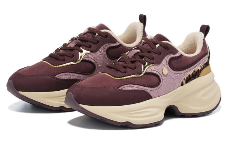 LI NING 1990 Clouds Slip Resistant Cushioning Rebound Low Top Running Shoes Women’s Deep Purplish Red