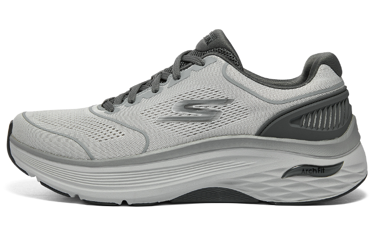 Skechers Skechers Max Cushioning Arch Fit Xingmai series shock-absorbing and wear-resistant low-top running shoes men's gray black