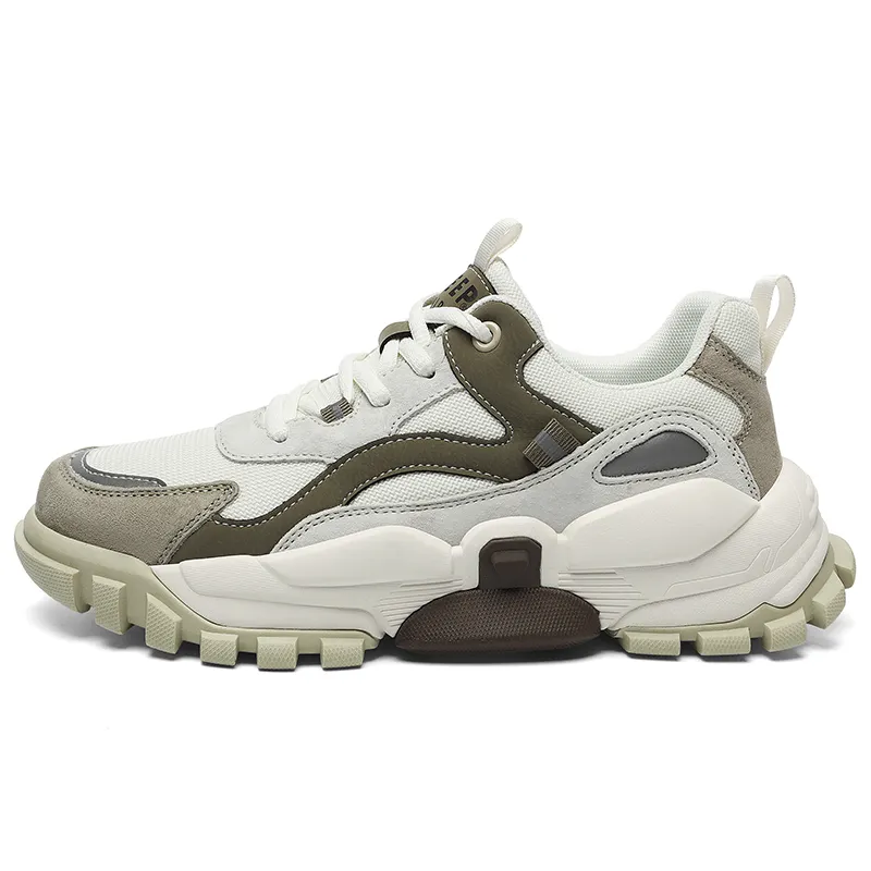 JEEP SPIRIT Casual Men's Shoes Mesh Low top Chunky Sneakers Men's Light Sandy