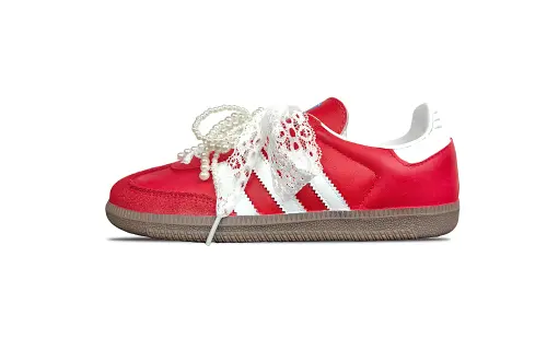 Adidas Originals SAMBA OG Rose Girlish Abrasion Resistant Slip Resistant Low top Skateboard Shoes Unisex Red White