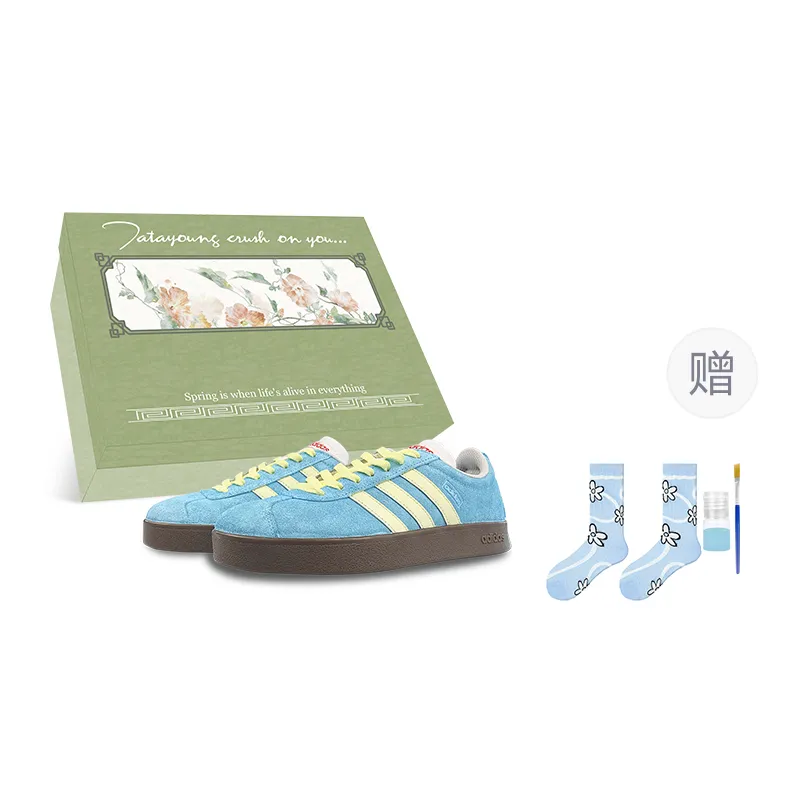 Adidas VL COURT 2.0 Cushioning, Wear Resistant Low top Skateboard Shoes Unisex Blue Yellow