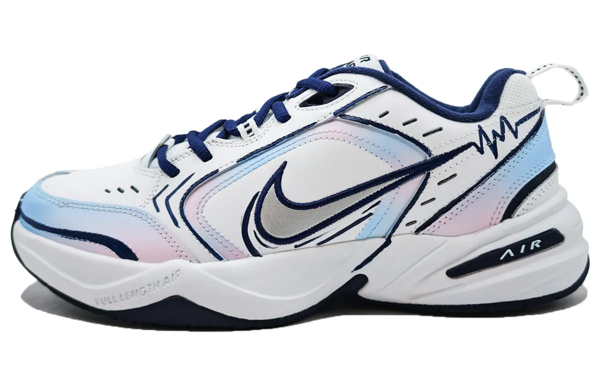 Nike Air Monarch 4 Abrasion Resistant Abrasion Resistant Low top Chunky Sneakers Men's White Blue Pink