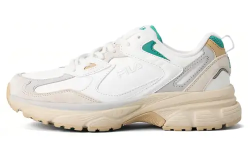 FILA Cushioning Breathable Lightweight Low top Running Shoes Unisex White Green Korean Style