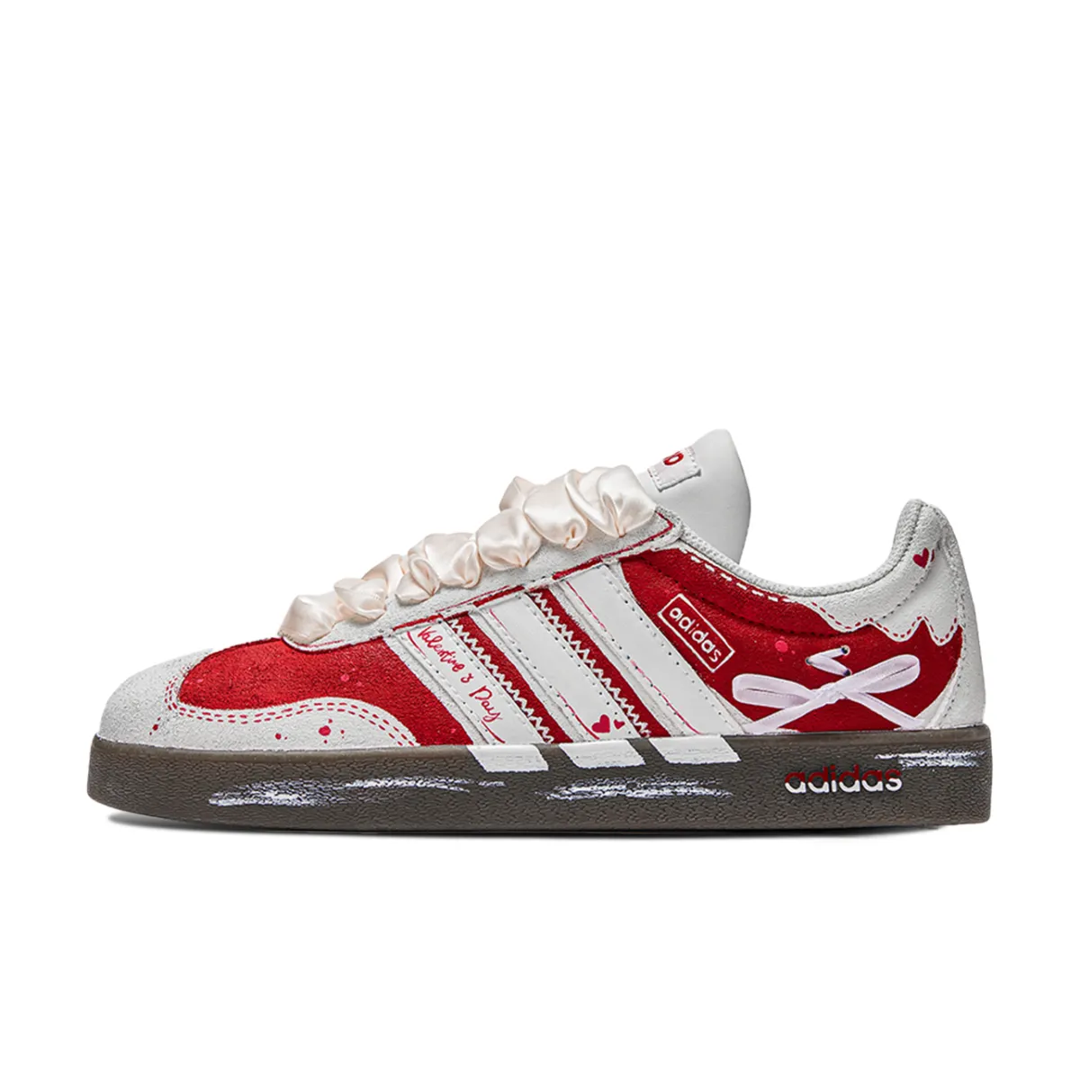 Adidas VL COURT 2.0 ADCDAVINCI, Love Abrasion Resistant Abrasion Resistant Low top Skateboard Shoes Unisex Red White