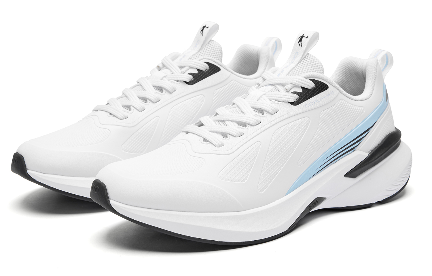 QIAODAN Cushioning Slip Resistant Abrasion Resistant Low top Casual Running Shoes Men’s White Blue