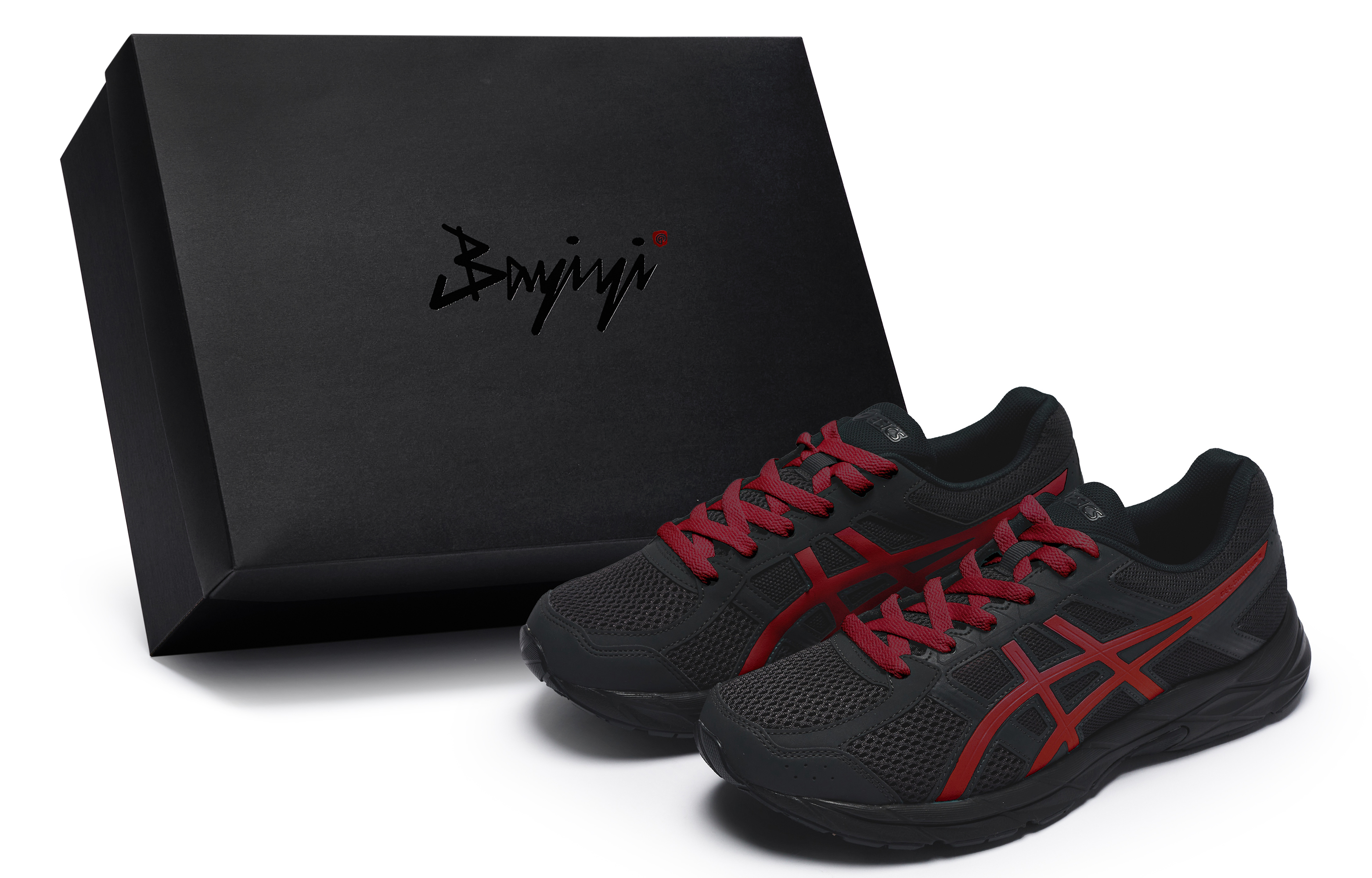 Asics Gel Contend 4 Abrasion Resistant Abrasion Resistant Low top Running Shoes Men's Black Ancora Red