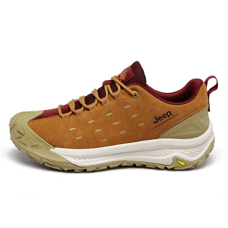 Jeep Cushioning Abrasion Resistant Breathable Lightweight Height Increasing Low top Outdoor Shoes Men’s Brown