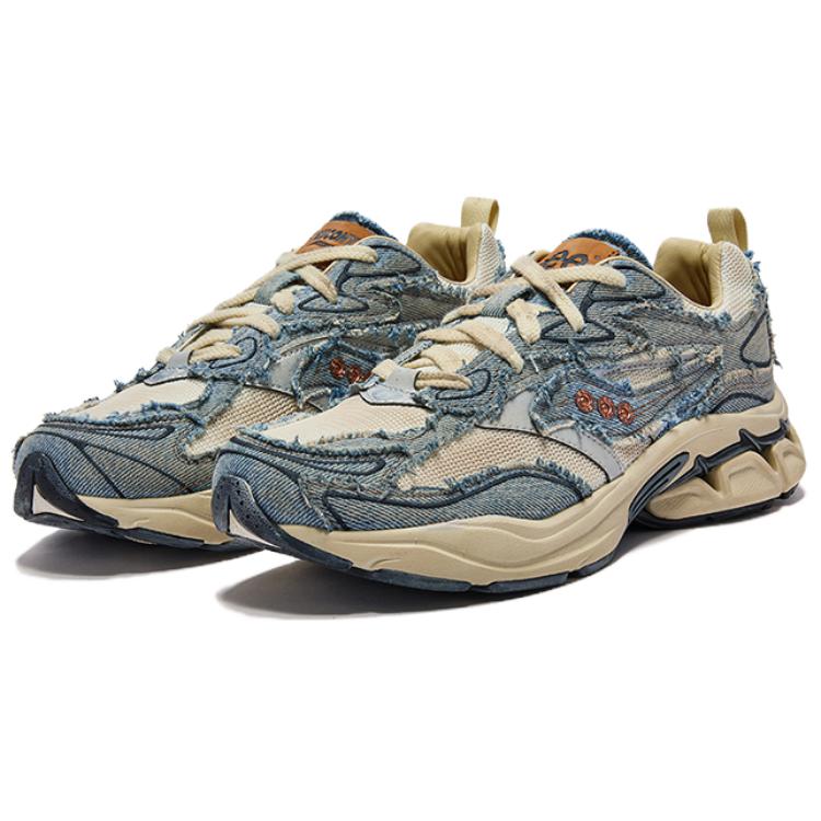 Lee x Saucony GRID FUSION Running Shoes Unisex Denim Blue Ecru
