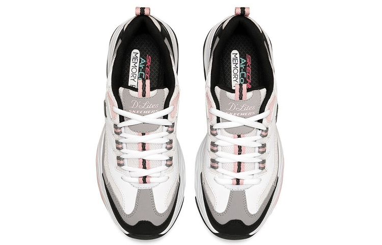 Женские кроссовки Skechers D'Lites (бело-черно-розовые) — Белый / чёрный / розовый — фото 4