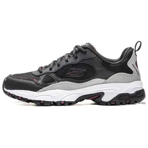 Skechers Synthetic Leather Comfortable Low top Chunky Sneakers Men's Black Gray