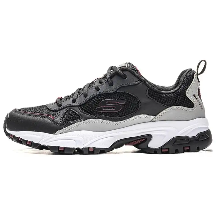Skechers Synthetic Leather Comfortable Low top Chunky Sneakers Men's Black Gray