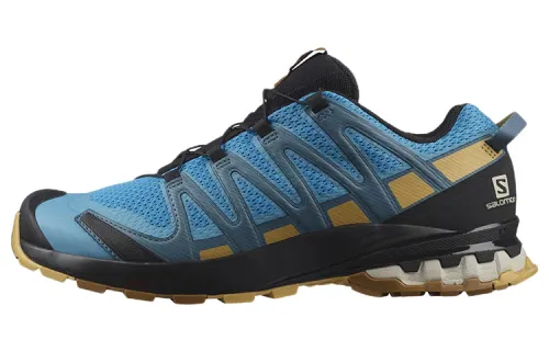 SALOMON XA Pro 3D V8 Mesh, Textile, Leather Abrasion Resistant Low top Running Shoes Men's Blue Black