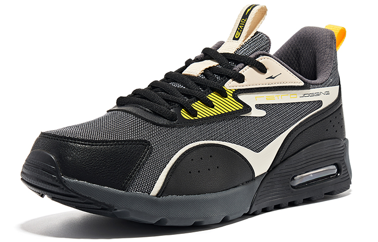 Erke Casual Low top Running Shoes Men’s Carbon Gray Sunlight Yellow Unbleached Original Color