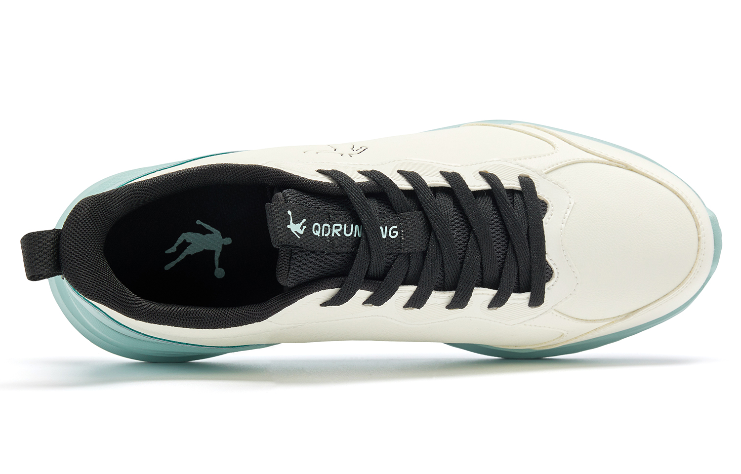 QIAODAN Cushioning, Wear Resistant Low top Casual Running Shoes Men’s Ivory White Shadow Cyan