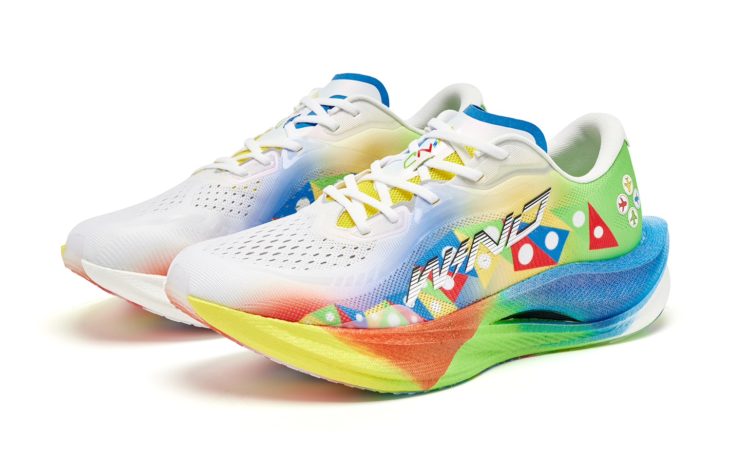 QIAODAN Strong Wind 3.0 Running Shoes Men’s Low Top Jordan White, Neon Green