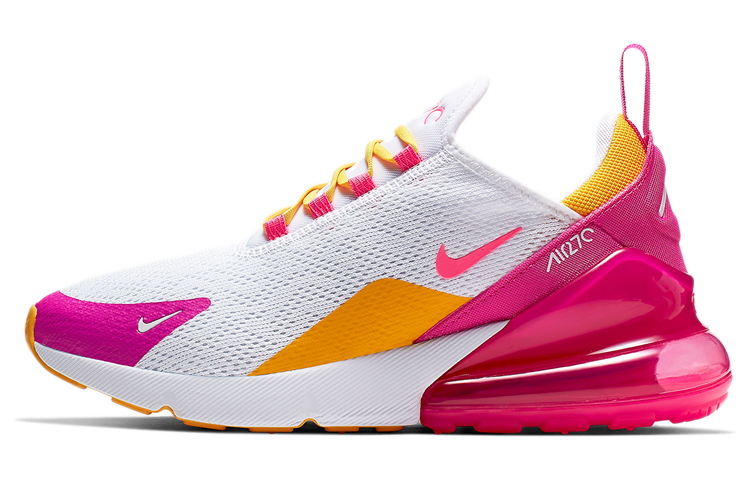 Nike Air Max 270 retro outdoor sports comfortable fabric TPU low-top air cushion casual running shoes women's yellow pink white