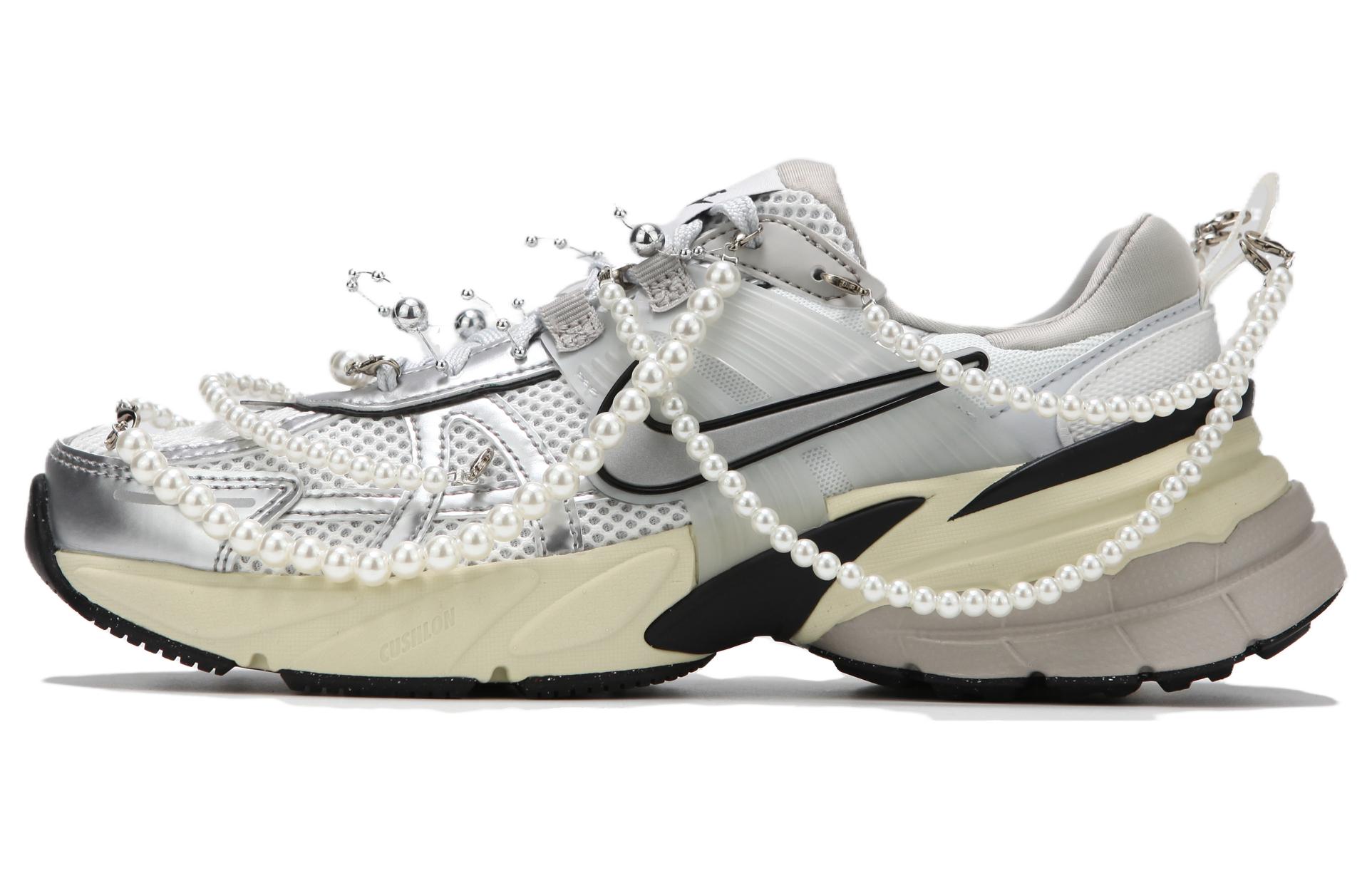 Nike V2K Run Cushioning Breathable Cushioning Breathable Low top Casual Running Shoes Women's White Silver