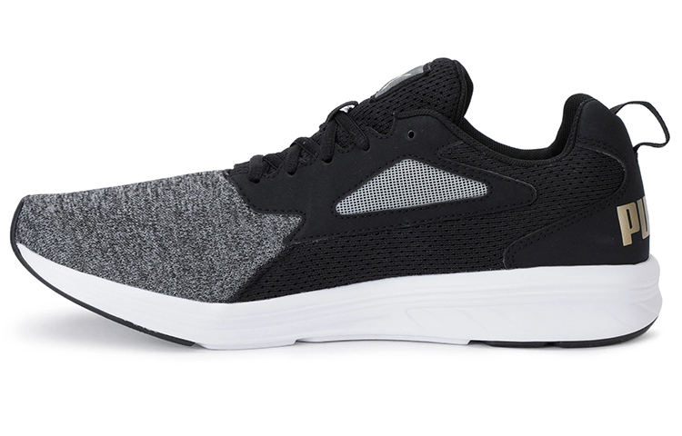 PUMA Nrgy Rupture Fabric Cushioning Abrasion Resistant Breathable Low top Running Shoes Women's Black Gray