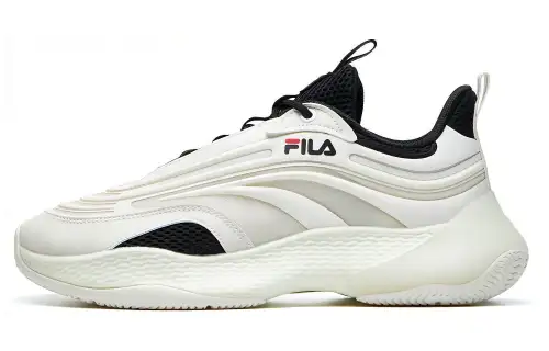 FILA Ray Cushioning Abrasion Resistant Breathable Low top Running Shoes Men's White Black