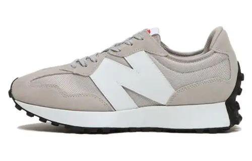 New Balance NB 327 retro letter lace, fabric and leather wear-resistant, low-top casual running shoes, same style for men and women, gray and white