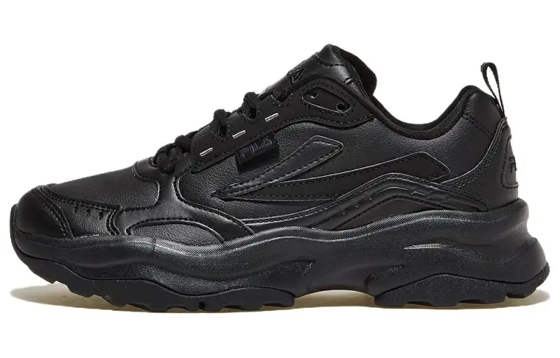 FILA Wood Block Abrasion Resistant Breathable Low top Running Shoes Unisex Black Korean Style