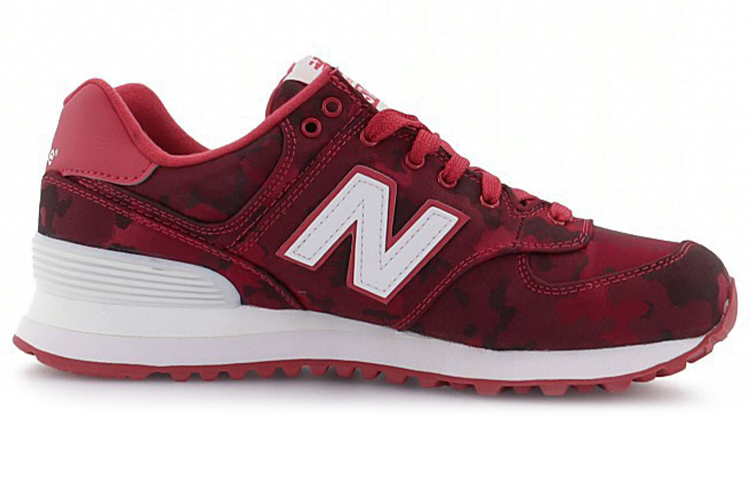 Женские кроссовки New Balance 574 Camo (красный камуфляж) — Красный / чёрный / белый — фото 2