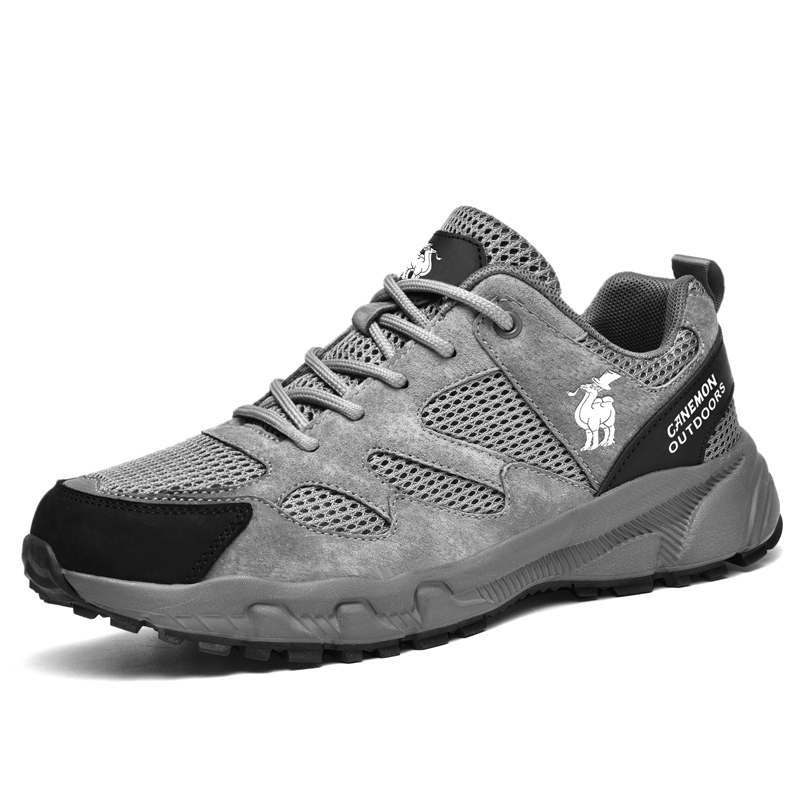 LINGHANGLUOTUO Outdoor Shoes Men’s Low Top Beige/Gray