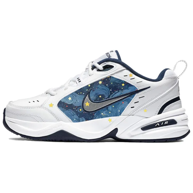 Nike Air Monarch 4 Slip Resistant Abrasion Resistant Low top Chunky Sneakers Unisex Blue White