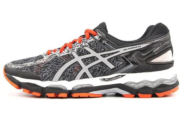 ASICS Gel Kayano 22 Abrasion Resistant Low top Marathon Long Distance Running Shoes Men's Black Silver Orange
