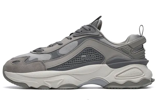 FILA Fila fabric synthetic leather pigskin TPU casual low-top dad shoes men's gray