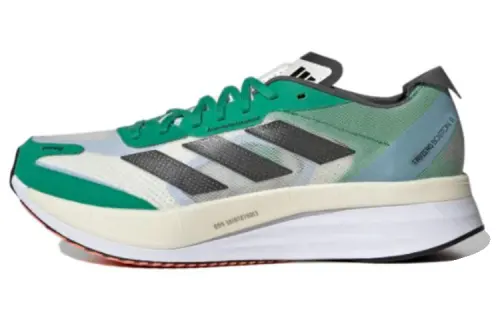 Adidas Adizero Boston 11 comfortable and fashionable sports fabric shock-absorbing non-slip wear-resistant low-top training running shoes men's green and white