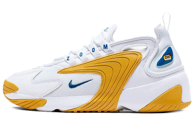 Nike Zoom 2K Lace Up Cushioning Slip Resistant Cushioning Slip Resistant Low top Running Shoes Women's White Yellow