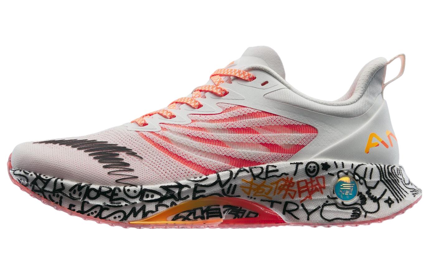 Anta MACH 3.0 Hug Buddha’s Feet Cushioning, Wear Resistant Low top Running Shoes Men’s White Pink