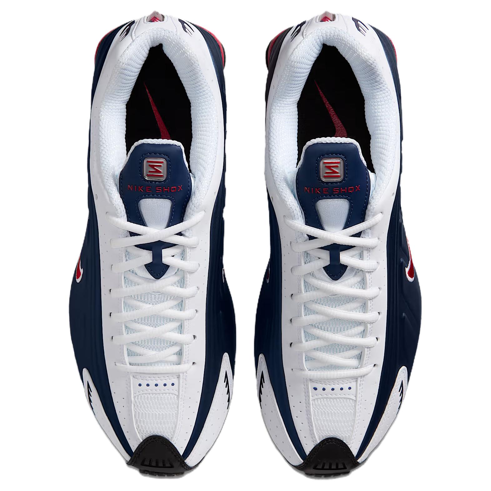 Nike Shox R4 Slip Resistant Abrasion Resistant Low top Casual Running Shoes Unisex Blue White