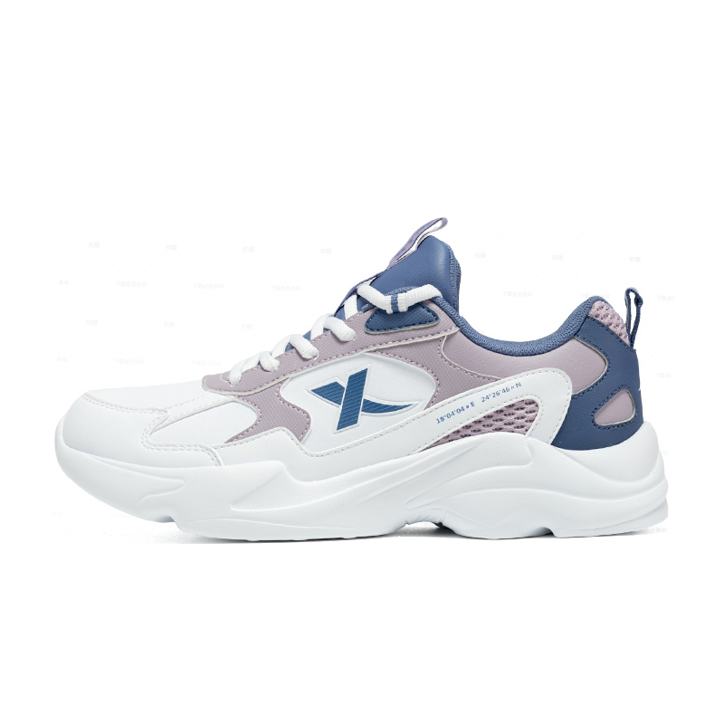 XTEP Abrasion Resistant Cushioning Low top Casual Running Shoes Women’s New White Bellflower Purple Blue