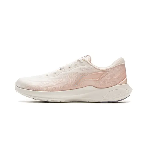 Li Ning Qingyi Cushioning Slip Resistant Lightweight Low top Sprint Running Shoes Women's Mist White/Light Bud Orange