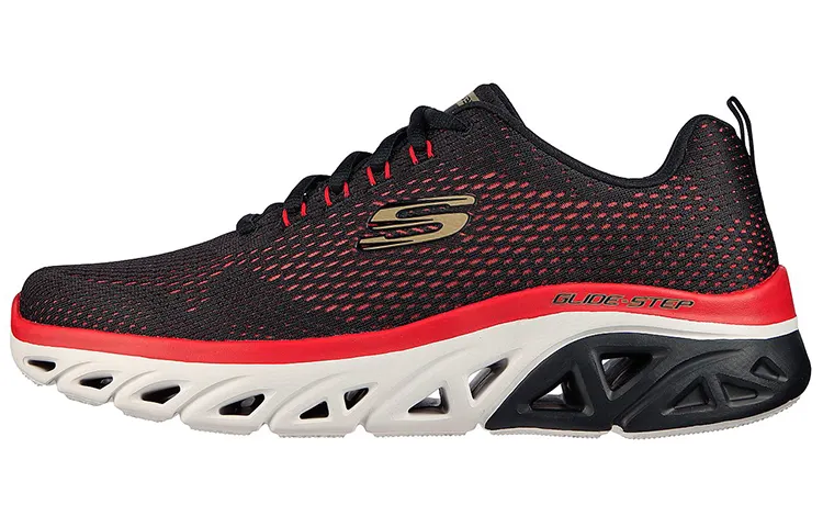 Skechers Glide Step Running Shoes Men's Low Top Black/Red