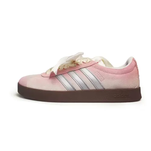 Adidas VL COURT 2.0 SAMBA Slip Resistant Abrasion Resistant Low top Skateboard Shoes Unisex White Pink