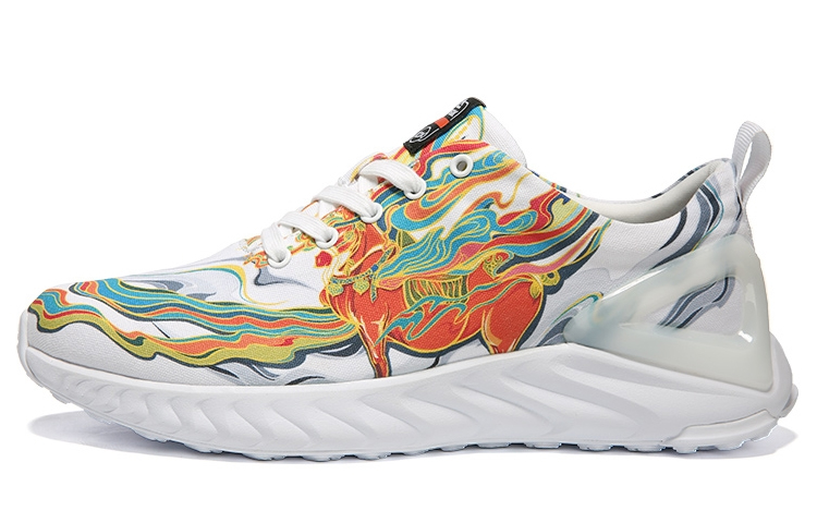PEAK Fabric Cushioning Slip Resistant Abrasion Resistant Low top Running Shoes Men’s White Orange