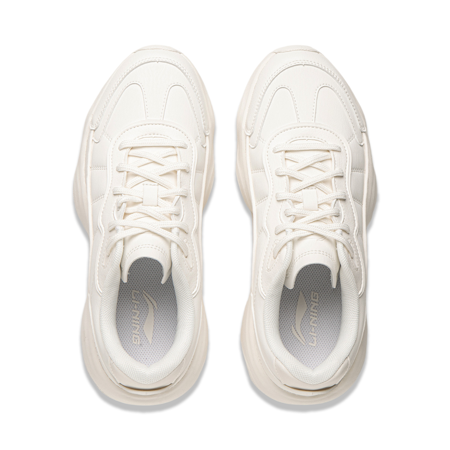 Li Ning Honey Fabric Cushioning Abrasion Resistant Height Increasing Low top Casual Running Shoes Women’s Mist White