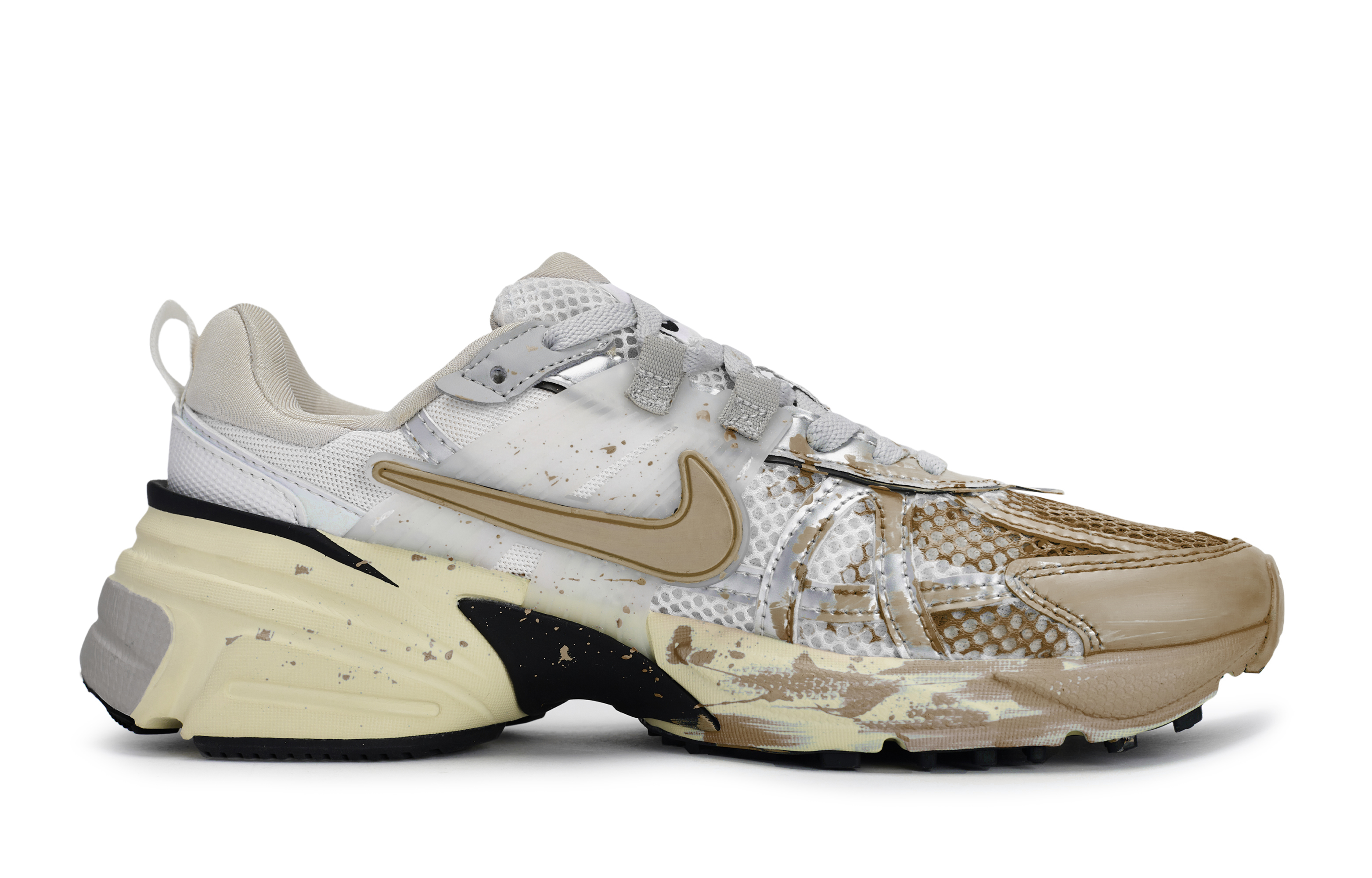 Nike V2K Run Slip Resistant Abrasion Resistant Low top Running Shoes Women’s Silver Brown